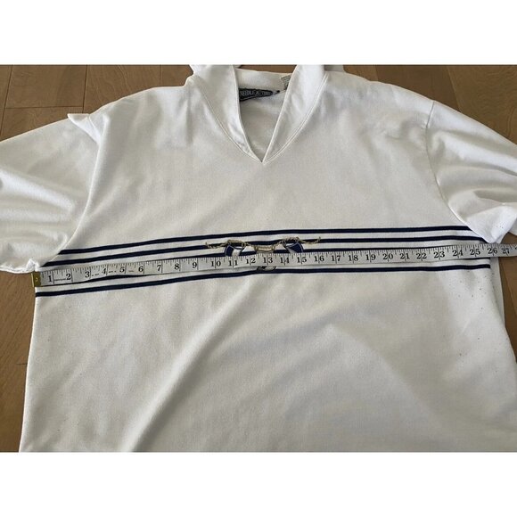 Needle & Threads Women's 3X Ivory/Navy Nautical Knit Top Long Sleeve - Picture 6 of 11